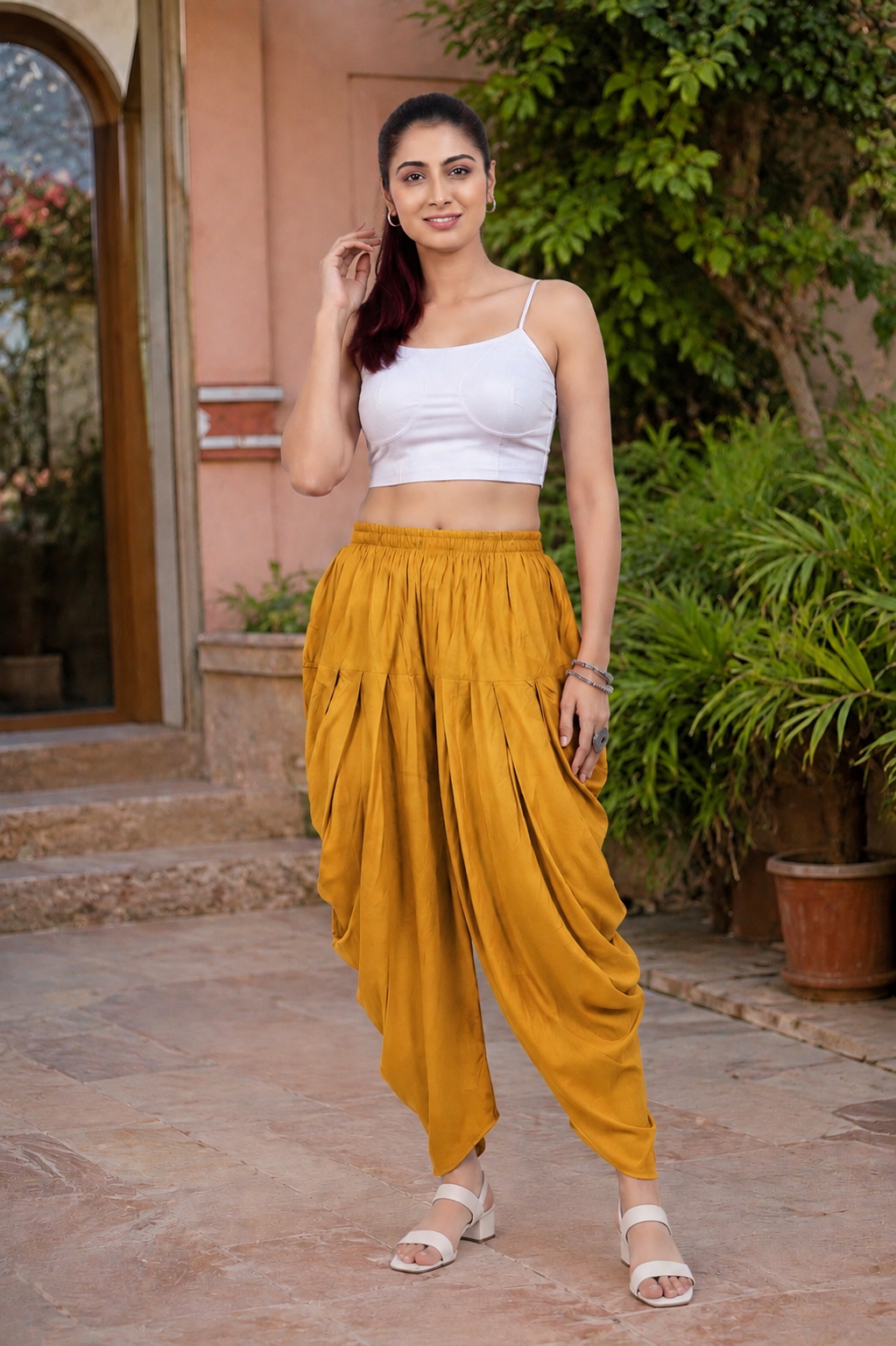 Free Size Solid Dhoti Salwar Pants for Women | Comfortable Elasticated Ethnic Fusion Bottom Wear